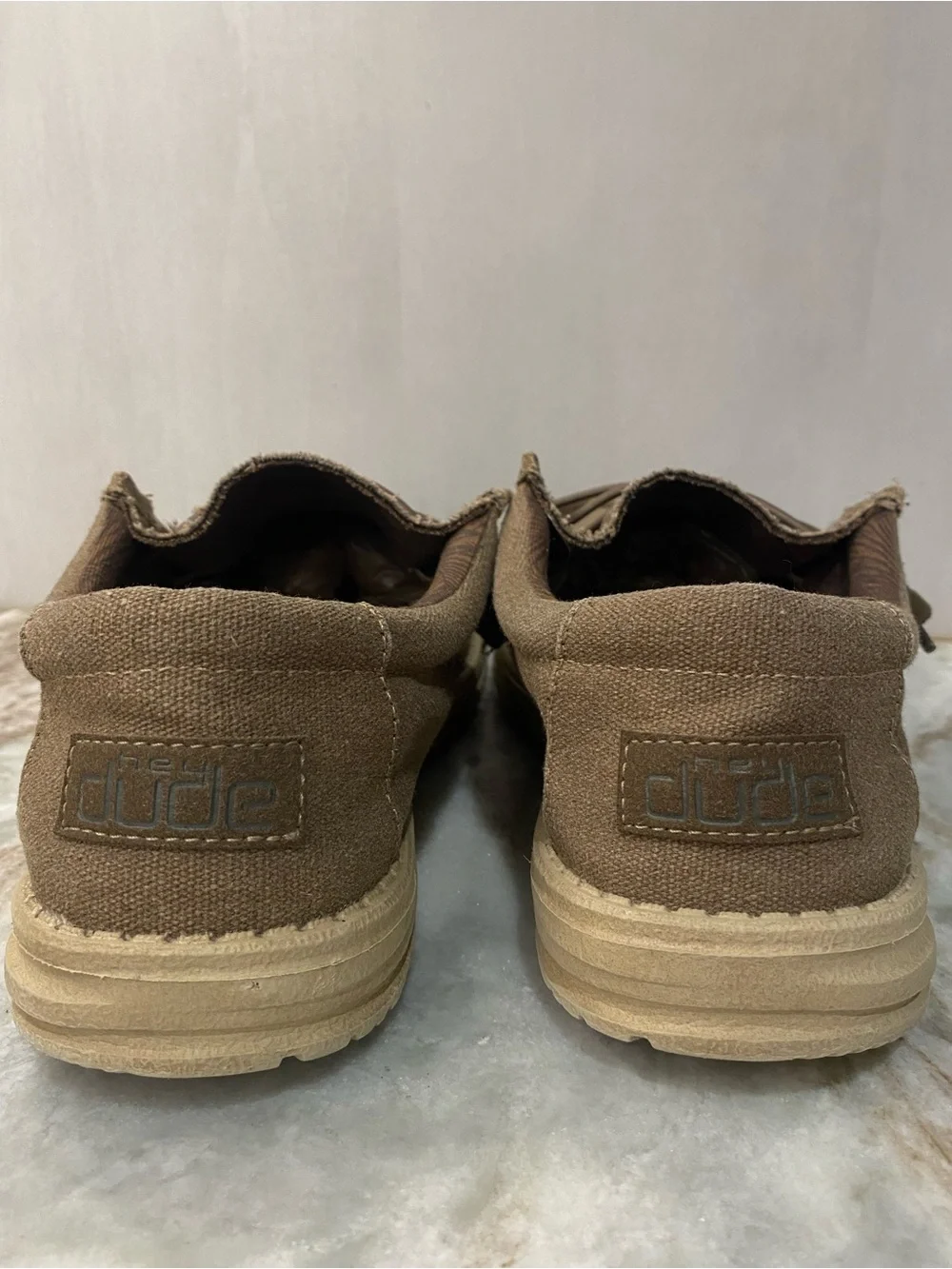 HEYDUDE Men's Wally L Chocolate Brown Canvas Slip On Loafers - Size 8